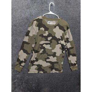 Old Navy Mens Camo Thermal Shirt Green Waffle Knit Long Sleeve Large